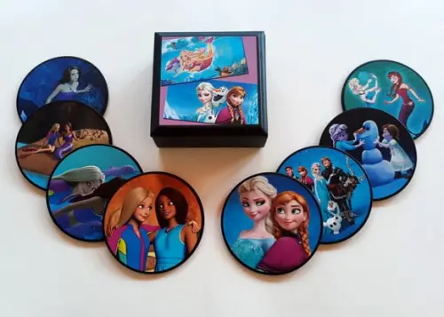 Porta Copos Frozen e Barbie Sereia