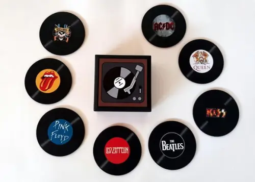 Porta Copos Vinil Single Bandas