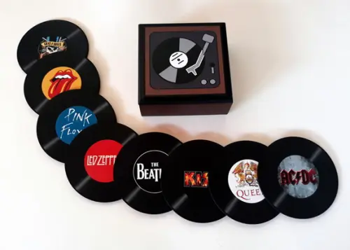 Porta Copos Vinil Single Bandas