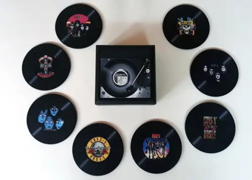 Porta Copos Vinil Single Kiss e Guns