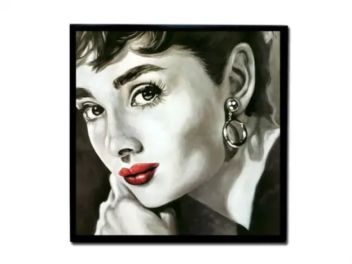 Quadro Audrey Hepburn Batom Vermelho