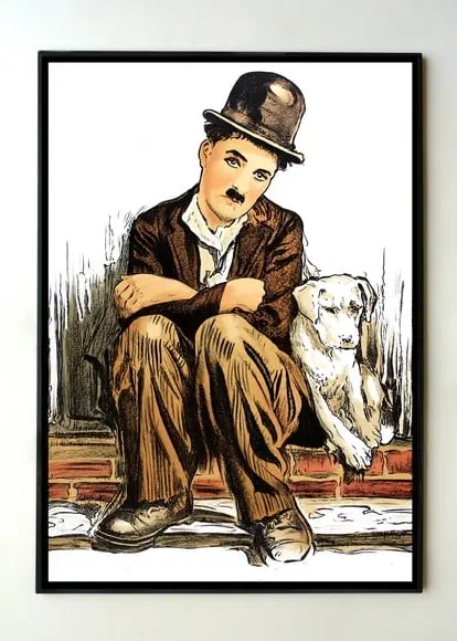 Quadro Charles Chaplin Vida de Cachorro (colorido)