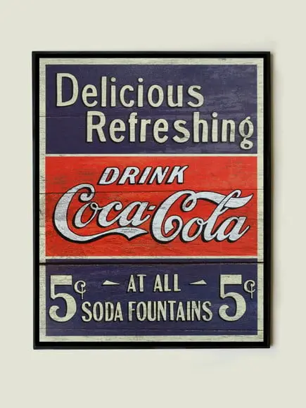 Quadro Coca Cola Vintage Delicious Refreshing