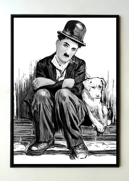 Quadro Charles Chaplin Vida de Cachorro PB