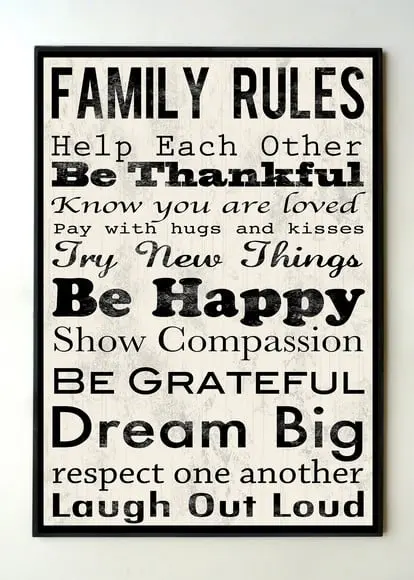 Quadro de frase Family Rules