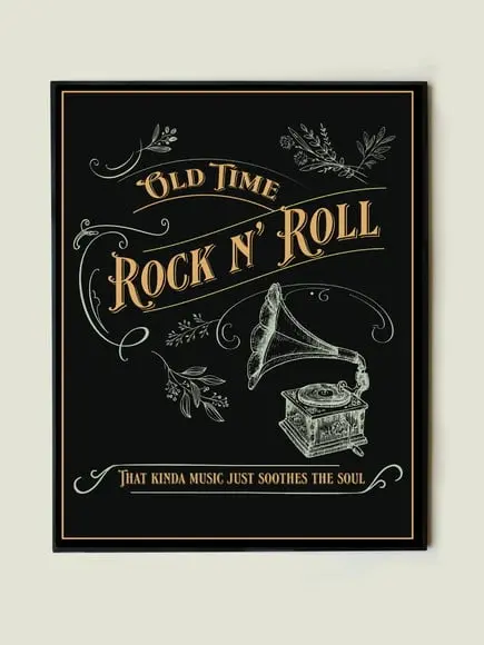 Quadro de Frase Old Time Rock And Roll