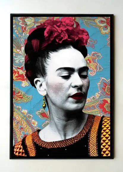 Quadro Frida Kahlo (Fundo Azul)