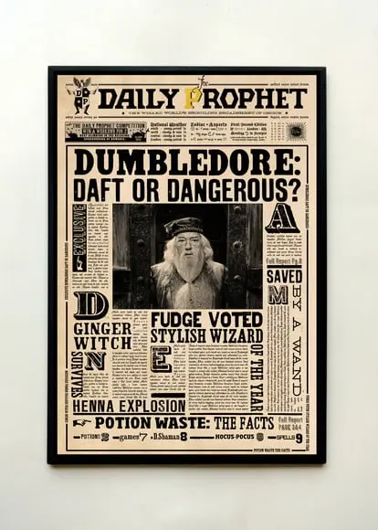 Quadro Harry Potter Profeta Diário (Dumbledore)
