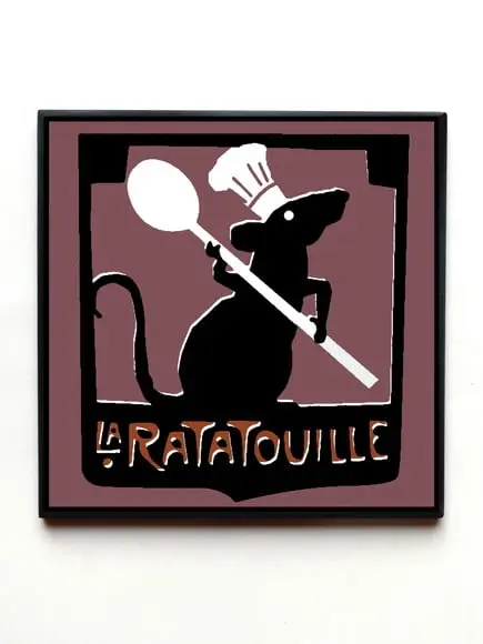 Quadro Ratatouille placa restaurante (vinho)