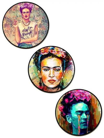 Trio de Placas Redondas 20cm Frida 03