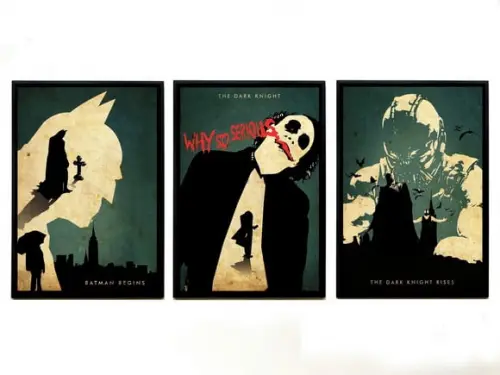 Trio de quadros Batman (trilogia)