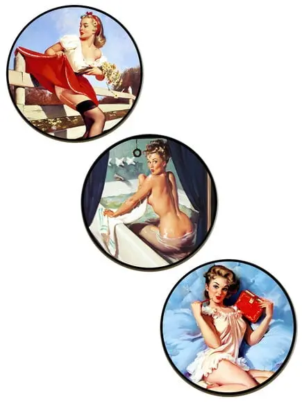 Trio de Placas Redondas Pinups