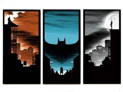 Trio de Quadros Batman Minimalista