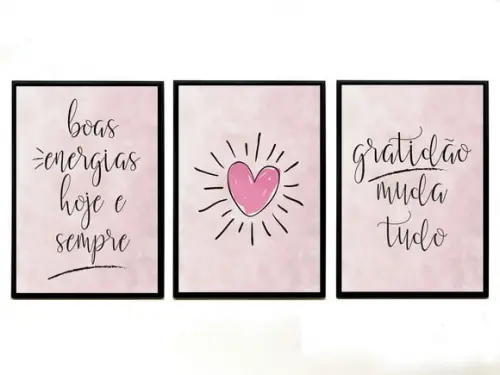 Trio de quadros Boas Energias