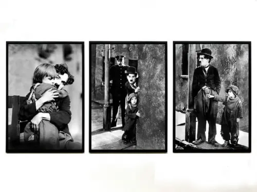 Trio de Quadros Chaplin O Garoto
