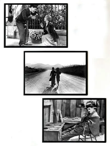 Trio de Quadros Charles Chaplin