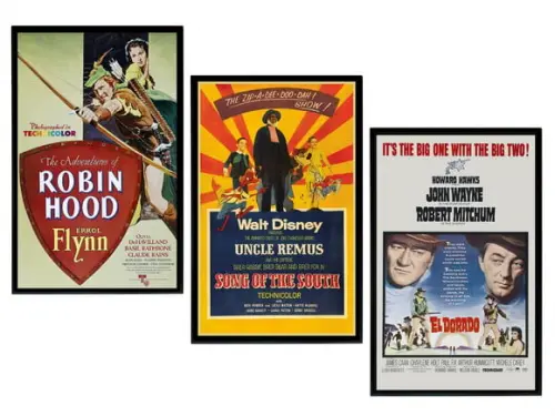 Trio de Quadros Cinema Clássico