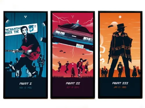 Trio de quadros De Volta para o Futuro