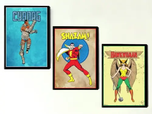 Trio de Quadros Heróis Dc