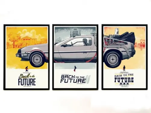 Trio de quadros De Volta para o Futuro (De Lorean)