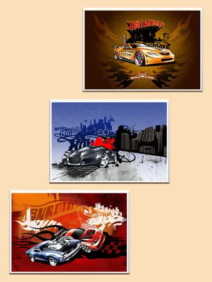 Trio de Quadros Hot Wheels
