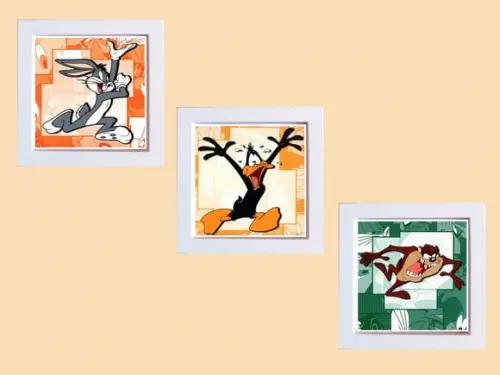Trio de Quadros Pernalonga Patolino e Taz