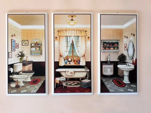 Trio de Quadros para Banheiro (moldura Branca)