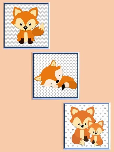 Trio de Quadros Raposinhas
