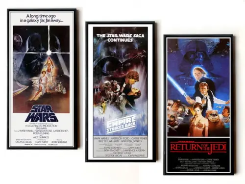 Trio de Quadros Star Wars Trilogia Clássica