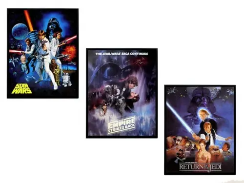 Trio de Quadros Star Wars Trilogia Clássica