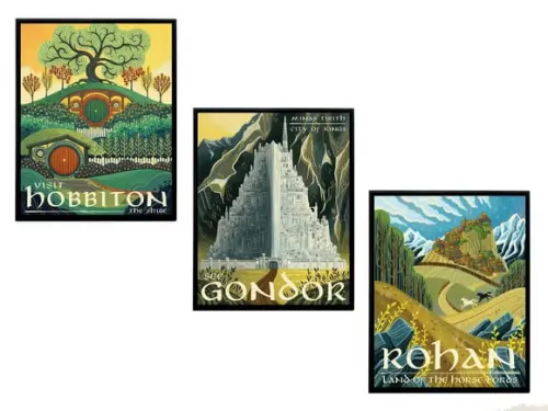 Trio de Quadros Senhor dos Anéis Terra Média