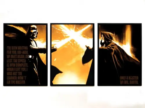 Trio de quadros Star Wars Vader/Obi-Wan