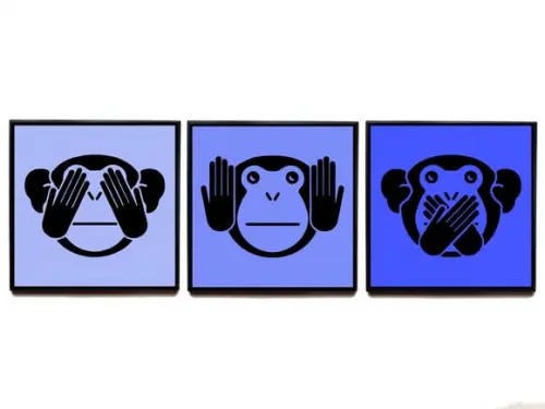 Trio de quadros Três macacos sábios