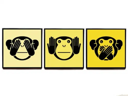 Trio de quadros Três macacos sábios