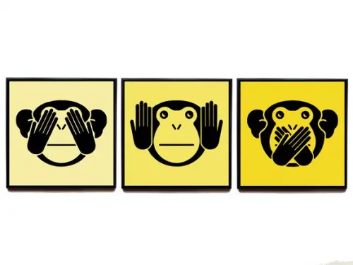 Trio de quadros Três macacos sábios
