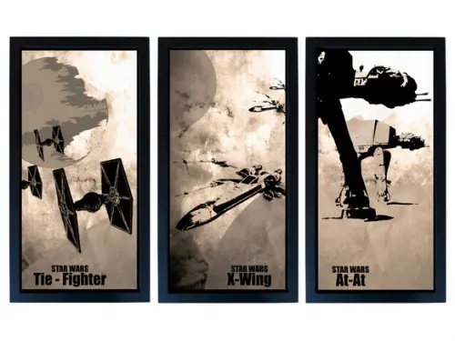 Trio de Quadros Star Wars Naves
