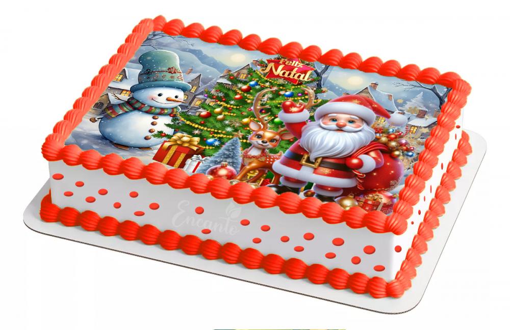 Papel arroz Papai Noel para Bolo + Brinde Faixas Lateral