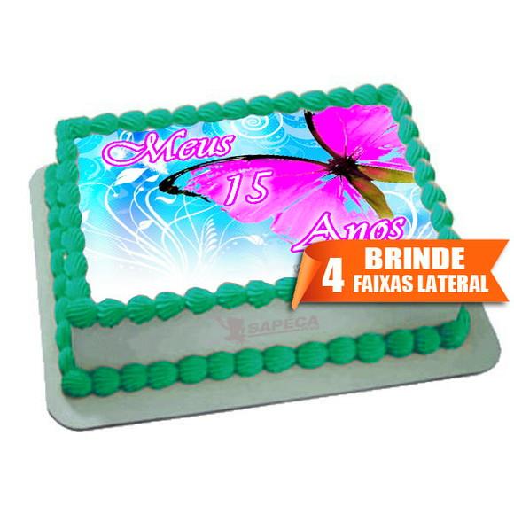 Papel arroz 15 anos Borboletas + Brinde Faixas Laterais
