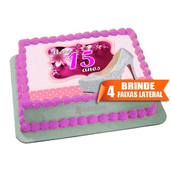 Papel arroz 15 anos Sapato + Brinde Faixas Laterais