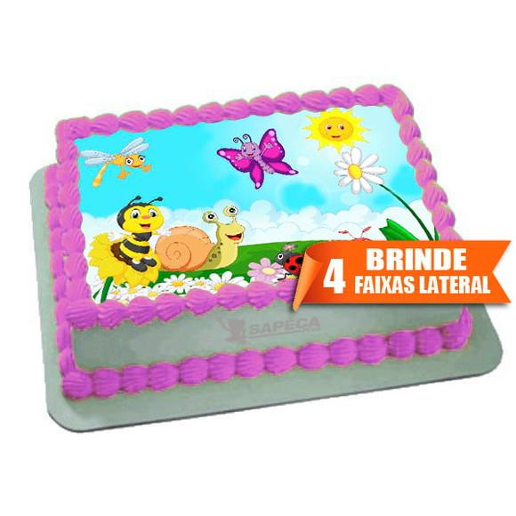Papel arroz Abelha Jardim Encantado + Brinde Faixas Laterais