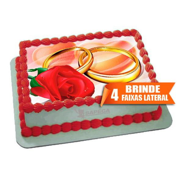 Papel arroz Aliança casamento + Brinde Faixas Laterais