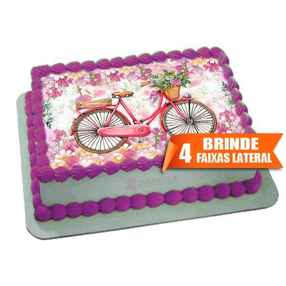 Papel arroz Bicicleta Floral Flores + Brinde Faixas Laterais