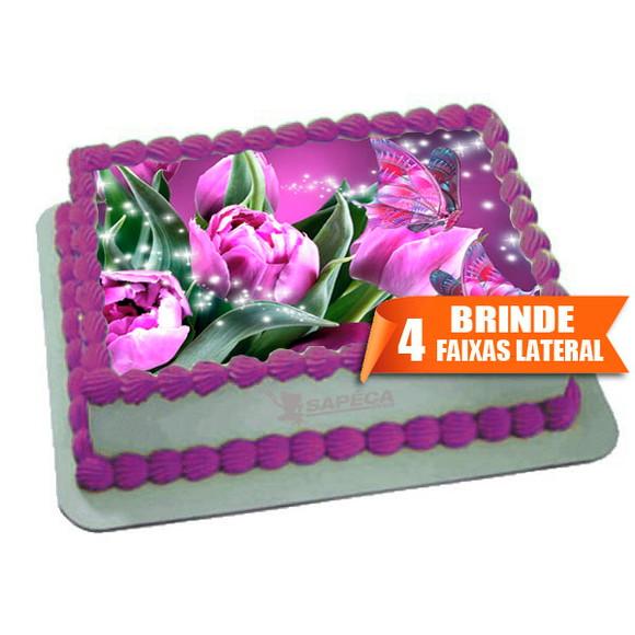 Papel arroz Borboletas Flores + Brinde Faixas Laterais