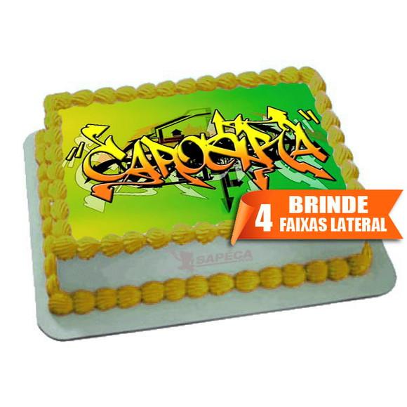 Papel arroz Capoeira para Bolo + Brinde Faixas Laterais