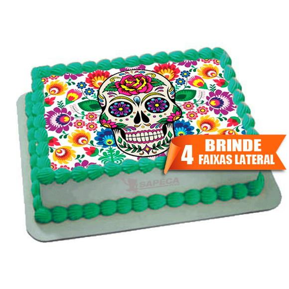 Papel arroz Caveira Mexicana + Brinde Faixas Laterais