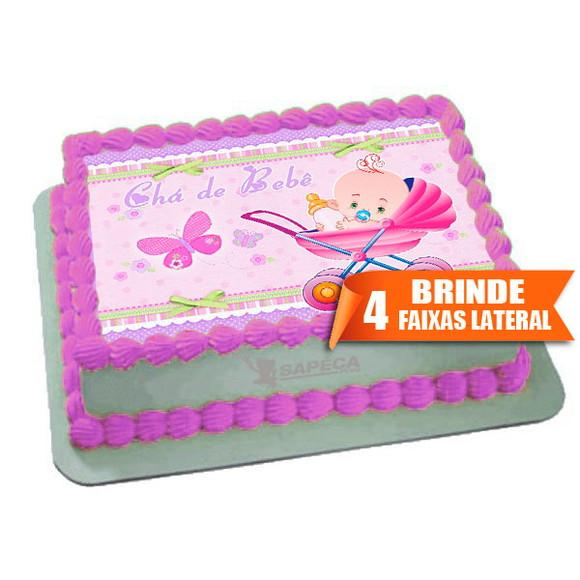 Papel arroz Chá de Bebê Menina + Brinde Faixas Laterais