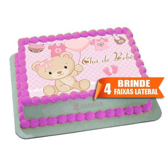 Papel arroz Chá de Bebê Ursinha + Brinde Faixas Laterais
