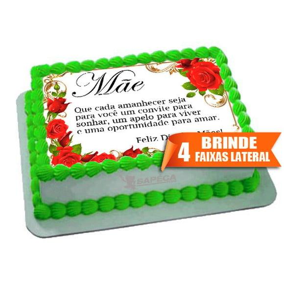 Papel arroz Dia das Mães Frases + Brinde Faixas Laterais