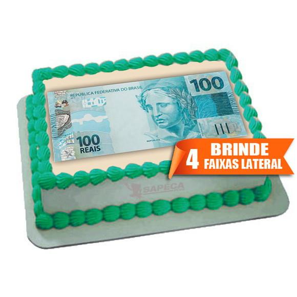 Papel arroz Dinheiro Nota 100 Reais + Brinde Faixas Lateral