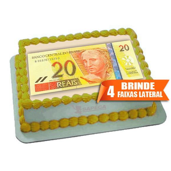 Papel arroz Dinheiro Nota 20 Reais + Brinde Faixas Lateral